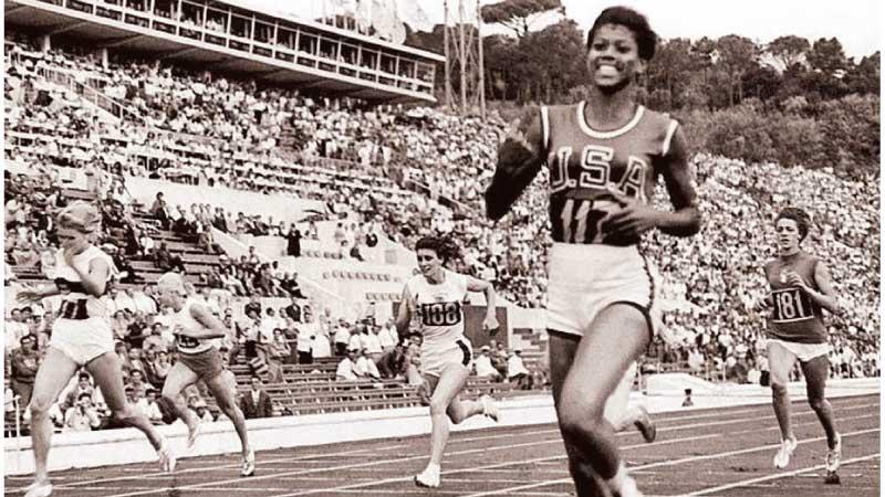 Wilma Rudolph of the United States winning the 100m Women    
