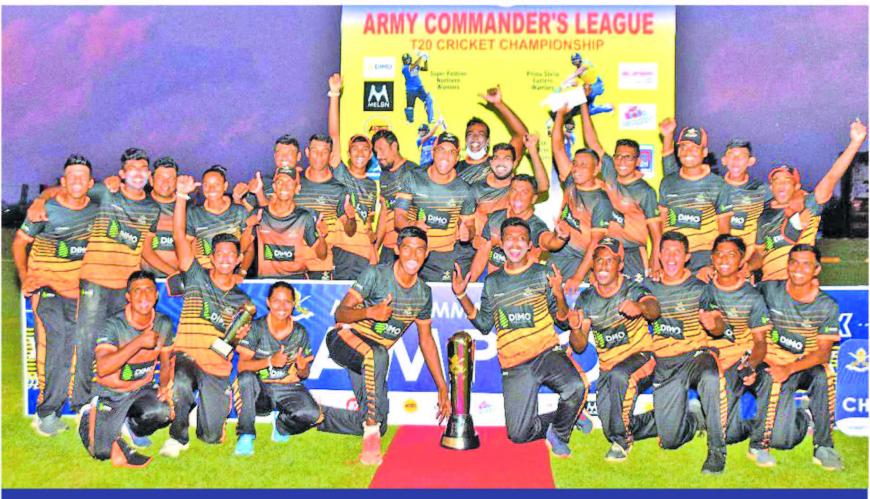 Southern Warriors team: Dinesh Chandimal (Captain), Suranga Lakmal, Priyantha Ratnayake, Gihan Koralge, Gayashan Koralagoda, Hasaranga de Silva, Ashantha Basnayake, Janith de Silva, Shehada Zoysa, Malinda Abishek and Shaminda Lakshan celebrate with the Trophy (Pic: Sameera Peiris)