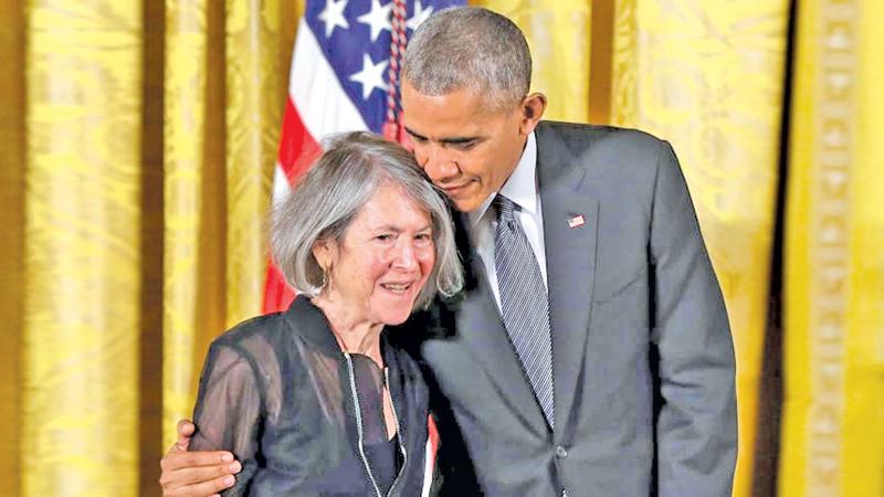 Poet Louise Glück received the the National Humanities Medal from President Barack Obama in 2016