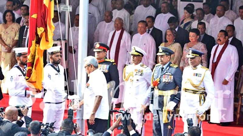 President Gotabaya Rajapaksa hoists the National Flag at the National Day 2020