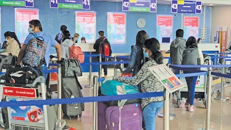 Migrant workers arriving at the airport