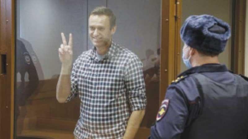 It is the first of two scheduled appearances in court on Saturday for Navalny