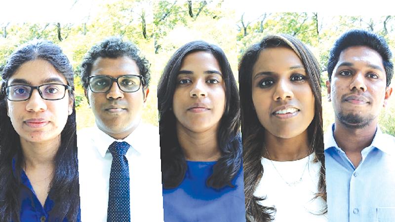 From left: Ashani Abayasekara, Kithmina Hewage, Harini Weerasekera,  Chaturga Karunanayake and Tharindu Udayanga.