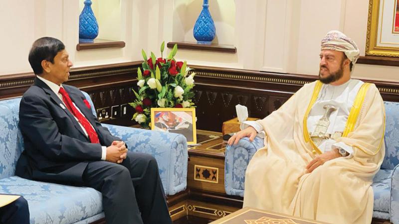State Minister Ajith Nivard Cabraal with the Deputy Prime Minister for International Relations and Cooperation Affairs of the Sultanate of Oman, His Highness Sayyid Assad bin Tarik al Said.