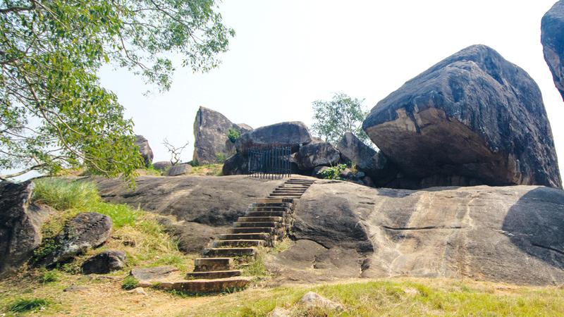 The massive rock boulder of Vessagiriya at Anuradhapura 