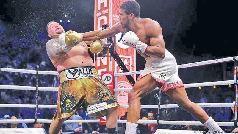 Anthony Joshua knocks out Andy Ruiz in this file photo