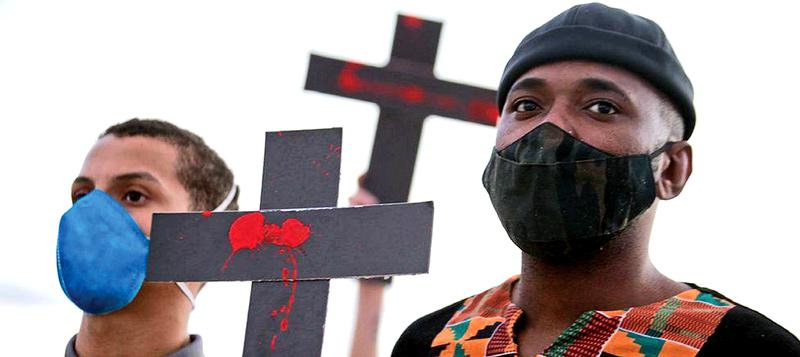 The protests in Rio de Janeiro took place a week after a deadly police raid in a slum in the city