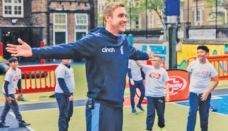 Stuart Broad at a Chance to Shine event at Hague Primary School in Bethnal Green