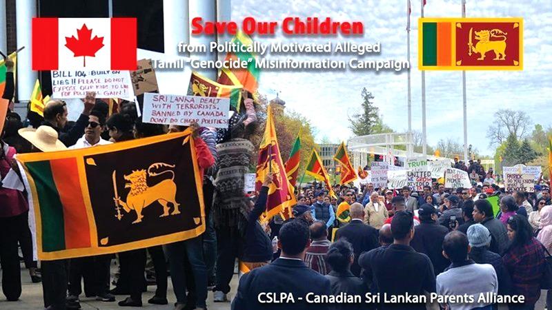 Sri Lankan Canadians demonstrate against the Ontario Genocide Bill 104.