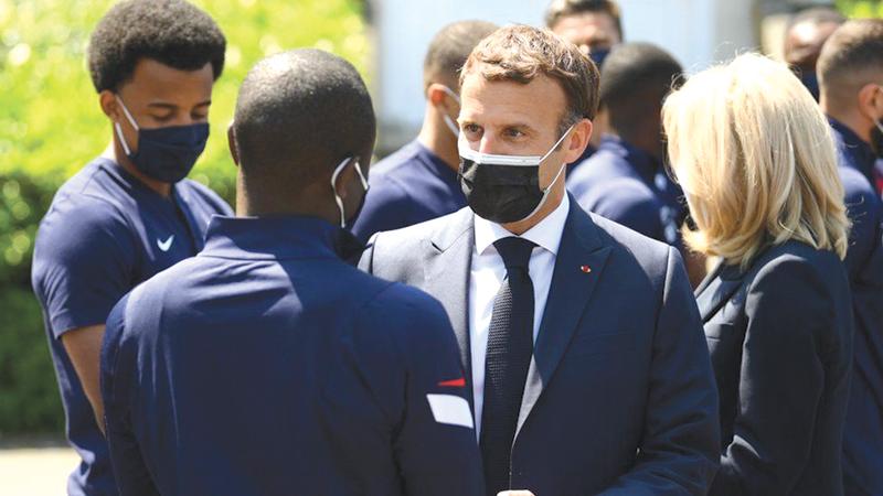 President Macron met members of the French national football team on Thursday ahead of Euro 2020