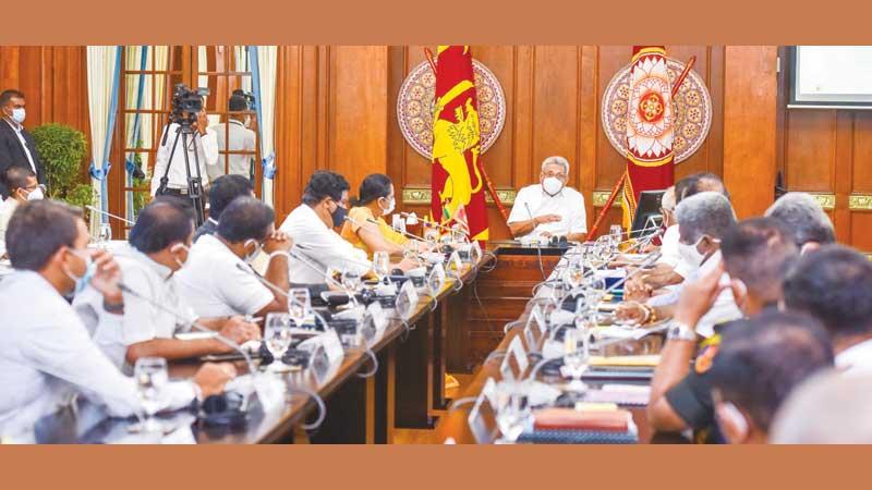 Stakeholder meeting with President Gotabaya Rajapaksa where a he instructed the health officials to place orders for more Covid 19 vaccines, without delay, if there is a need for a third dose considering global trends of the pandemic