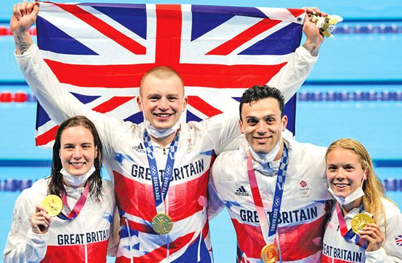 The history-making British mixed relay quartet of Kathleen Dawson, Adam Peaty, James Guy and Anna Hopkin
