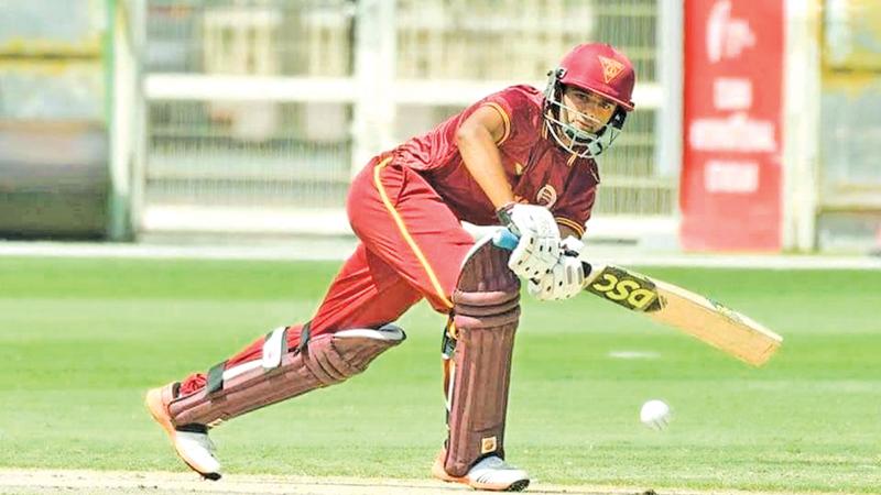 Dhanitha Sandesh bats for Qatar in a Youth World Cup qualifying match against Thailand