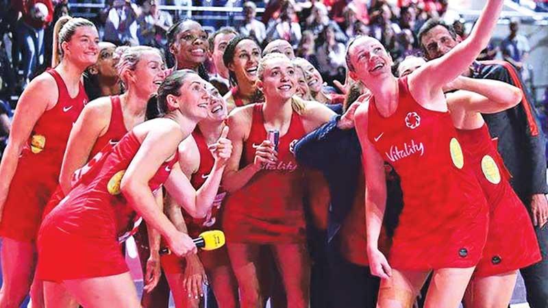 England players taking a selfie after they won the bronze medal at the 2019 World Championships in Liverpool.