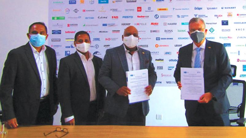 After signing the agreement: (From left) Hayleys Travels General Manager, Inbound Tourism, Chamil Udawatte, Hayleys Travels General Manager, Ticketing, Shareek Ahmed, Hayleys Travels and Aviation Director and Chief Executive Officer, Aviation, Gerard Victoria and German Industry and Commerce in Sri Lanka Chief Delegate, Andreas Hergenröther.