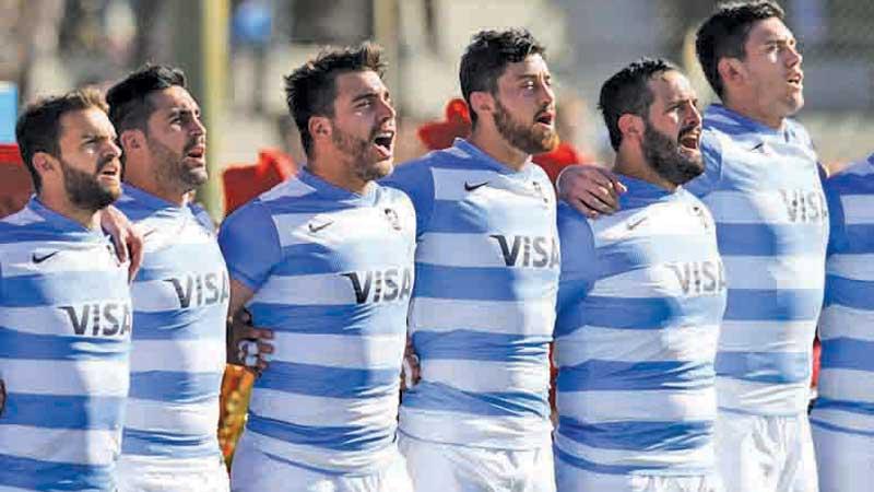 Argentine players, also called the Pumas, at their national anthem during the concluded Rugby Championship in Queensland, Australia