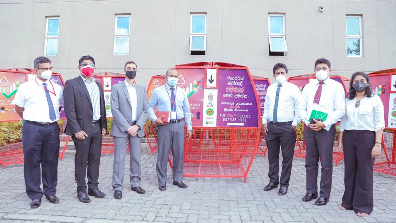 At the launch: Managing Director, Coca-Cola Beverages Sri Lanka, Mayank Arora, with the Governor of the Western Province Marshal of the Air Force (Rtd) Roshan Goonetileke  and officials of the the Waste Management Authority and Coca-Cola.