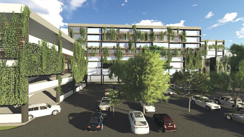 A model of the new headquarters building