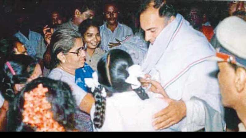 Rajiv Gandhi during an election campaign at Sriperumbhudur in Tamil Nadu on May 21, 1991 just before an LTTE suicide bomber assassinated him  