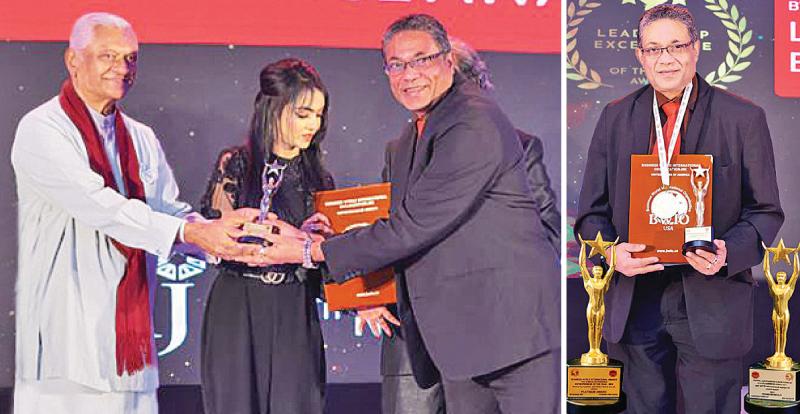 Sumeda Elpitiya, Chairman of Thai Sumeda Enterprises receivew his award from Minister Chamal Rajapakse.