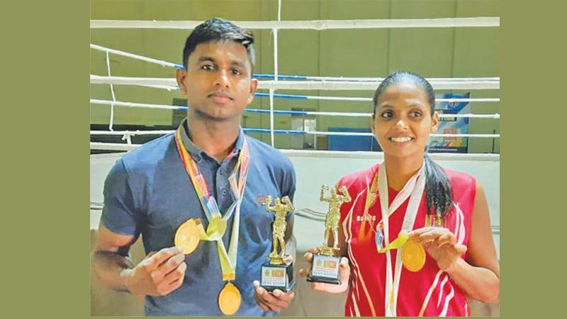 Best Boxers of the meet Dinesh Kumara (left) and Iresha Madushani