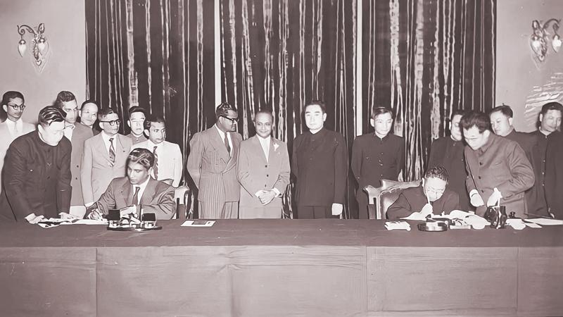 The signing of the Rubber-Rice Pact in 1952.
