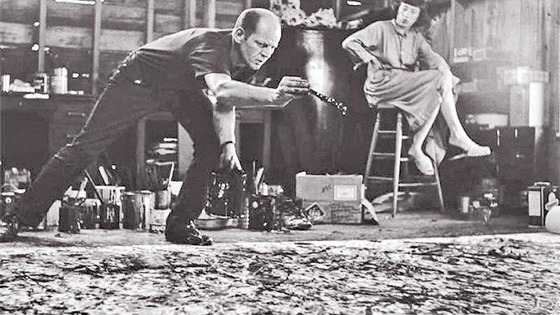 Jackson Pollock at work, (The Hundreds)