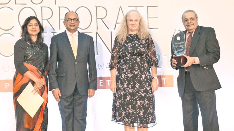 Group Chairman Ramya Wickramasingha and Group Managing Director Sheamalee Wickramasingha accepts the award on behalf of the CBL Group.