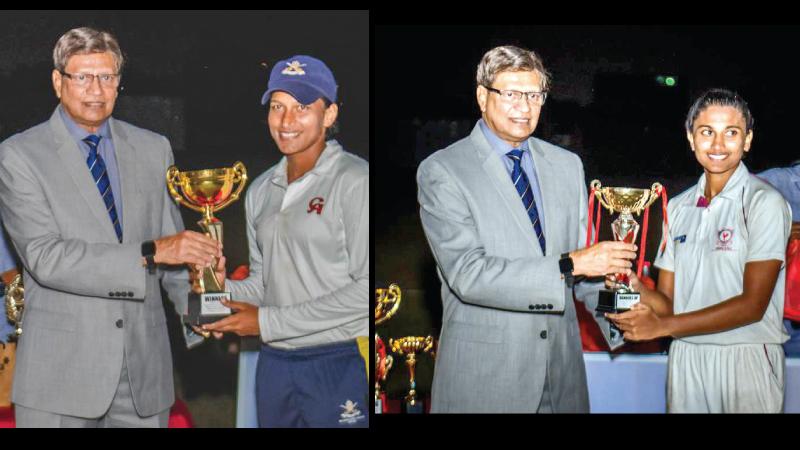 Shikara Nuwantha, captain of Ace Capital CC receives the runner-up CDWCA trophy from the chief guest Mohan de Silva, Secretary, Sri Lanka Cricket-Captain of Army ‘A’ team receives the championship trophy from chief guest Mohan de Silva, Secretary, Sri Lanka Cricket