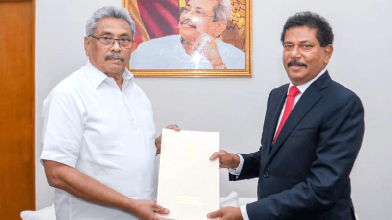 Gamini Senarath receives the appointment letter from President Gotabaya Rajapaksa   