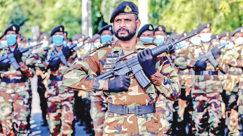 Our Sunday Observer photojournalist Rukmal Gamage captured this photograph at the rehearsals at Independence Square yesterday.