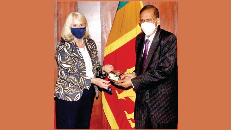 Foreign Minister Prof. G.L. Peiris with Australian Minister  for Home Affairs Karen Andrews