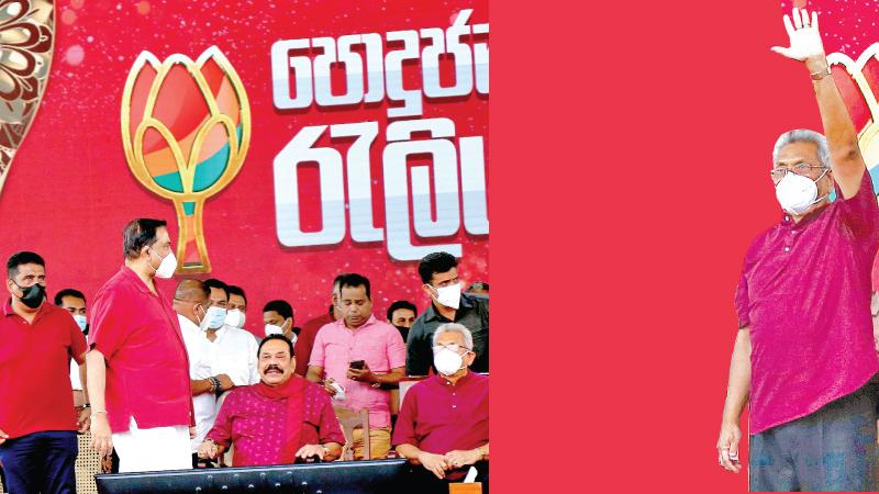 A public rally of the Sri Lanka Podujana Peramuna( SLPP) was held at the Salgadu Stadium, Anuradhapura on Wednesday (February 09) under the patronage of President Gotabaya Rajapaksa, Prime Minister Mahinda Rajapaksa and SLPP National Organiser Finance Minister Basil Rajapaksa. The massive rally was the first in a series of campaign rallies aimed at future elections, possibly the Local Government elections. Pix by Wimal Karunatilake.