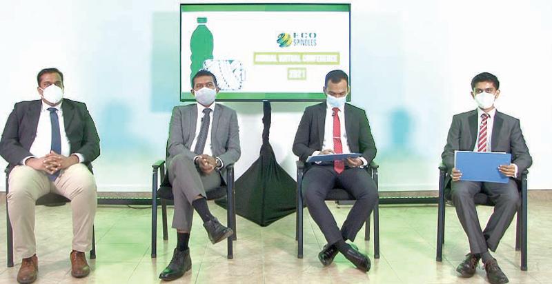 From left: DGM, Yarns, Eco Spindles, Prashantha Malimbadage, CEO, Yarns, Eco Spindles, Nalaka Senavirathna, moderator Lithmal Jayawardhana and Head of Sales, Yarns, Econ Spindles, Jerome de Mel at the conference.