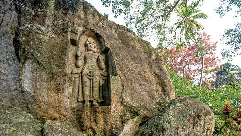 The rock hewn statue of Kustarajagala in Weligama