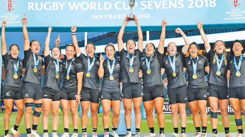 File picture of New Zealand’s Black Ferns celebrating winning the Sevens