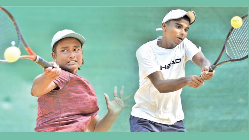Vishmi Serasinghe in action-Zaidh Zihar plays a back hand