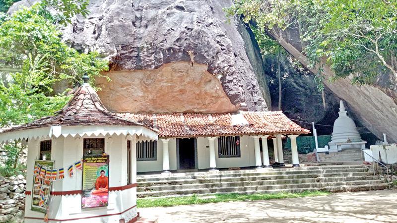 The shrine room and the Dagaba built under rock outcrops carved with drip ledges