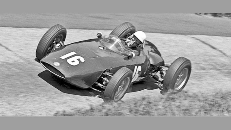 Tony Brooks in his racing car