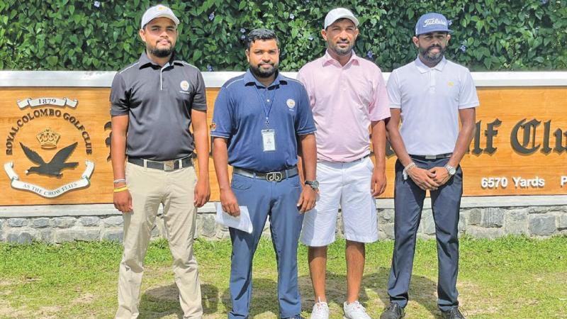 From left: Chalitha Pushpika (winner), Pradeep Kumara (assistant national coach of SLG), Vinoth Kumar (1st runner-up) and Uchitha Ranasinghe (2nd runner-up)