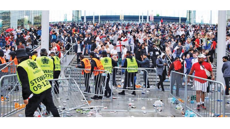 The crowd scene outside the venue after last year’s Euro final between England and Italy