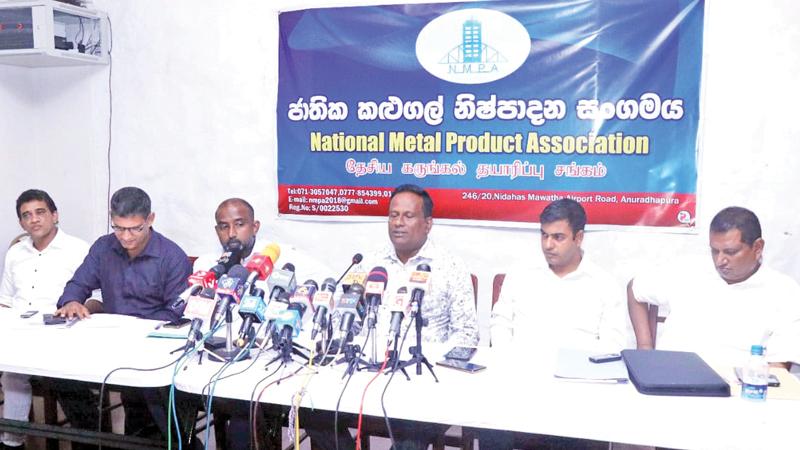National Metal Product Association officials addressing the media. Pic: Sudath Malaweera