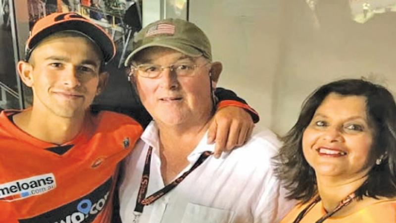 Ashton Agar (left) with his father John Agar and Sri Lankan mother Sonia Hewawissa