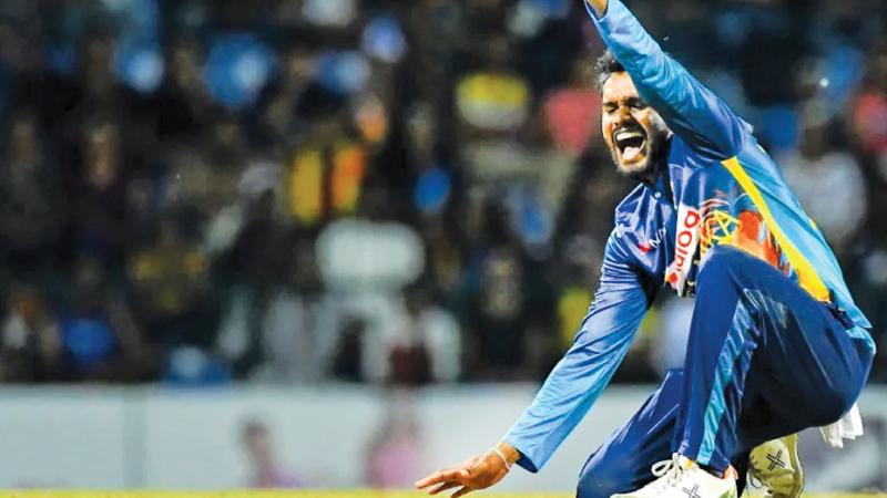 Kandy, Sri Lanka. 30th November 2022. Sri Lanka's Dhananjaya de Silva  reacts after bowling during the 3rd ODI cricket match between Sri Lanka vs  Afghanistan at the Pallekele International Cricket Stadium in