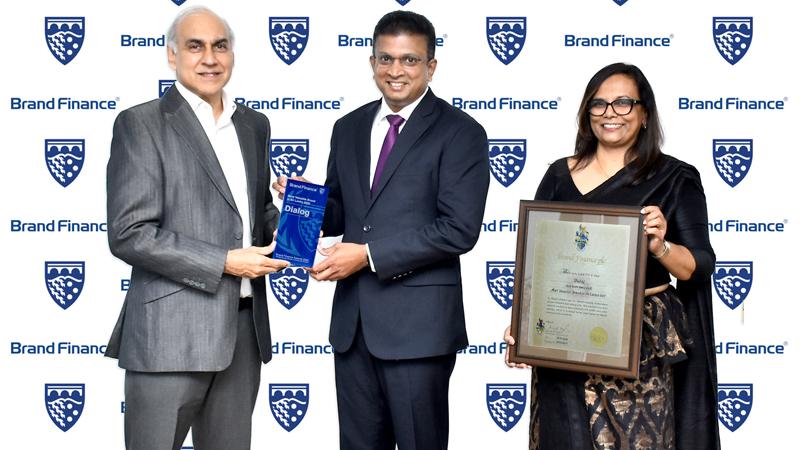 Photographed left to right - Ruchi Gunewardene, Chairman of Brand Finance Lanka, Supun Weerasinghe, Group Chief Executive of Dialog Axiata PLC, Amali Nanayakkara, Group Chief Marketing Officer, Dialog Axiata PLC