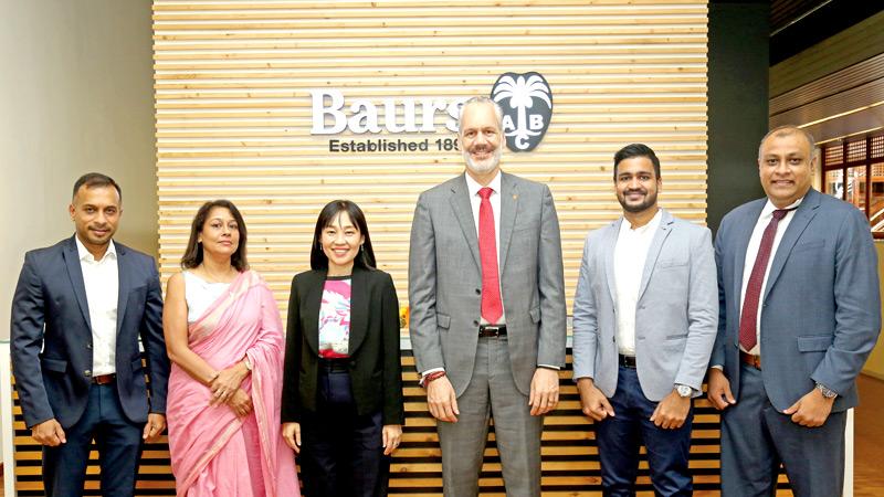 Baurs and Microsoft officials at the ceremony. From left: SMB Territory Channel Lead, Microsoft Sri Lanka and the Maldives, Chinthaka Dunuwille; Director. Information Technology, A. Baur & Co, Anoja Basnayake;  General Manager, Microsoft SEA New Markets, Sook Hoon Cheah; CEO, A. Baur & Co, Rolf Blaser;  Small and Medium Business Lead, Microsoft SEA New Markets, Ashiq Niyas; and Country Manager, Microsoft Sri Lanka and the Maldives, Harsha Randeny
