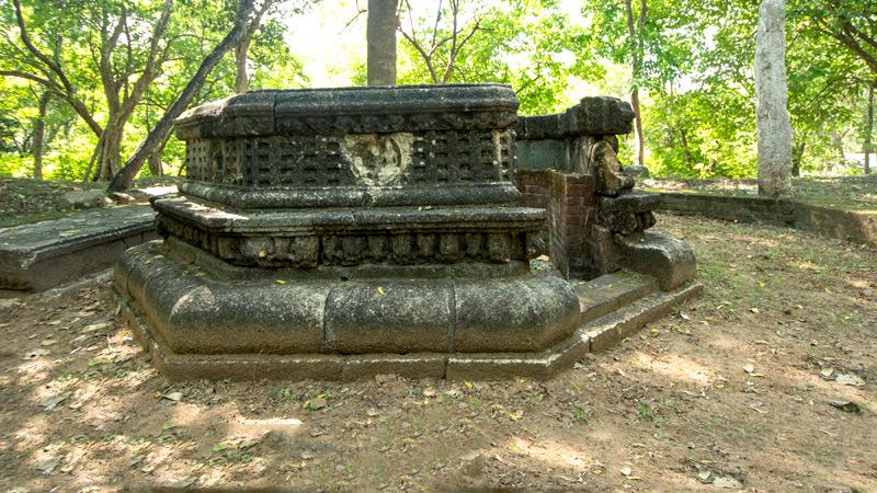 The eight-point shaped stone Bodhigaraya with intricate carvings at Padikemgala