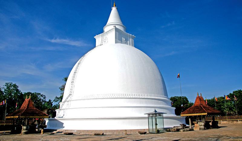 The renovated Seruvawila dagaba, after over 1000 years in isolation, which enshrines the relic of the Buddha’s Lalata Dathu (forehead bone)