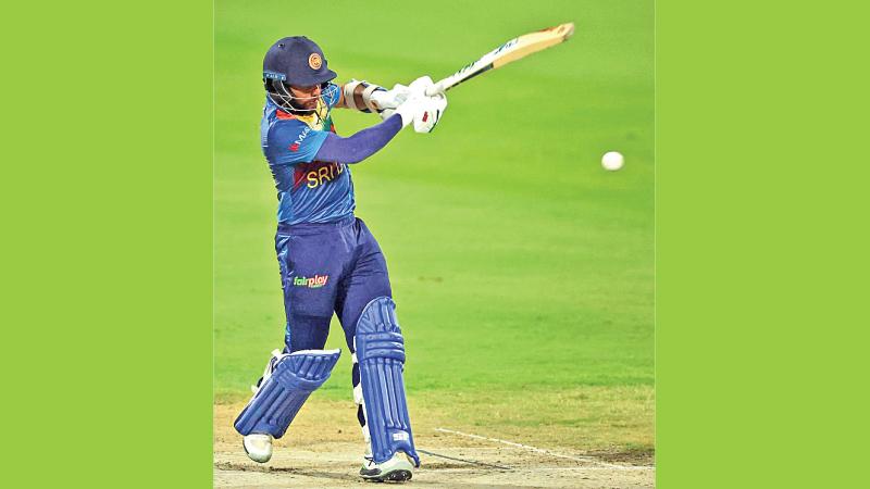 Kusal Mendis plays a shot during his innings of 36