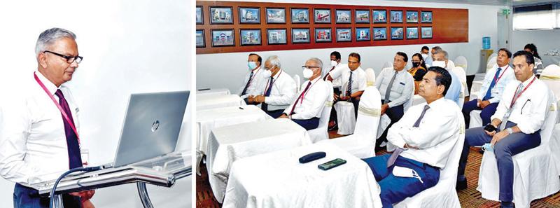 Ceylinco Life Managing Director and CEO Thushara Ranasinghe (left) conducts the final draw electronically. Members of the company’s senior management look on